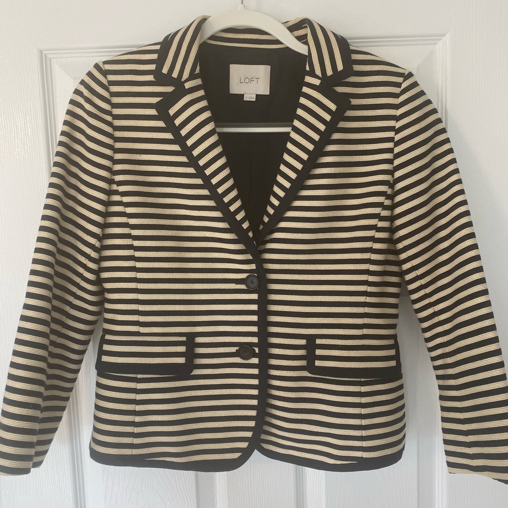 Loft Cream/Navy Striped Blazer